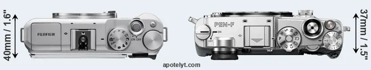 Compare X-A5 versus PEN-F top
