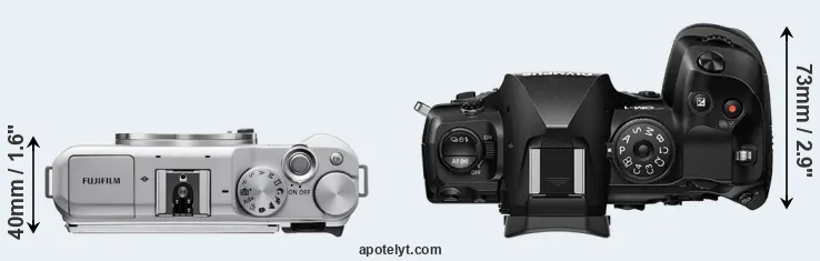 Compare X-A5 versus OM-1 top