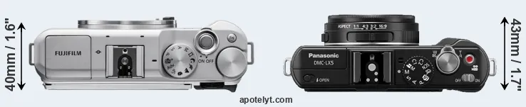 Compare X-A5 versus LX5 top