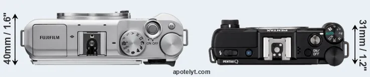 Compare X-A5 versus Pentax Q top