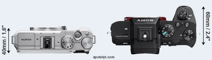 Compare X-A5 versus A7R II top