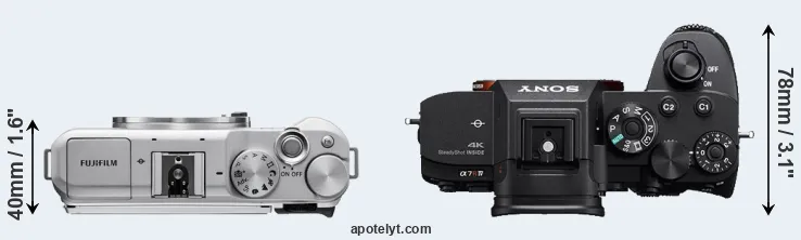 Compare X-A5 versus A7R IV top