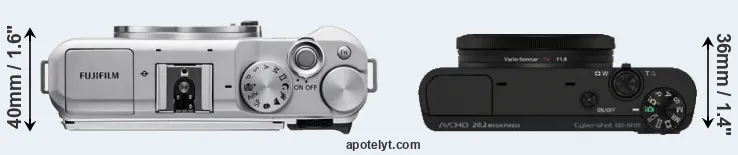 Compare X-A5 versus RX100 top