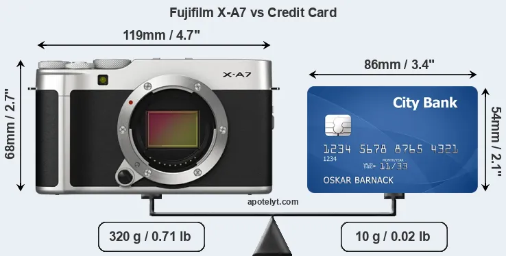 Fujifilm X-A7 vs credit card front