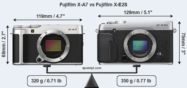 Size Fujifilm X-A7 vs Fujifilm X-E2S