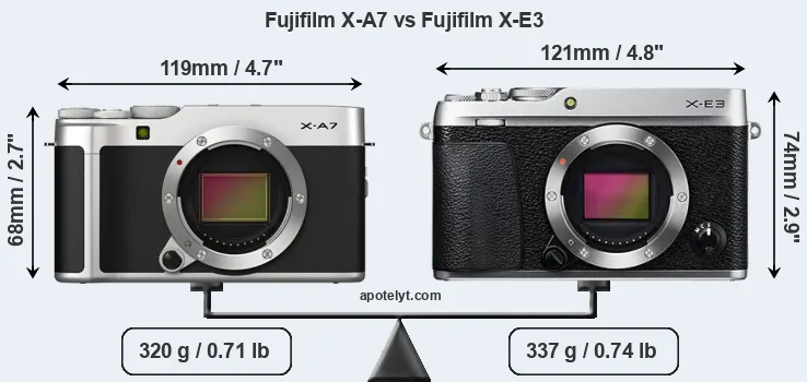 Size Fujifilm X-A7 vs Fujifilm X-E3