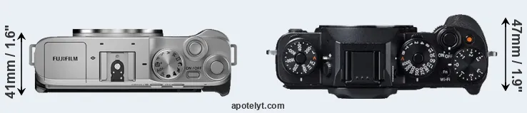 Compare X-A7 versus X-T1 top