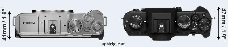 Compare X-A7 versus X-T30 II top