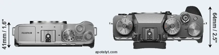 Compare X-A7 versus X-T4 top