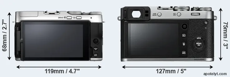 Comparison X-A7 or X100F rear