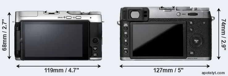 Comparison X-A7 or X100T rear