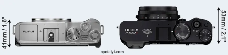 Compare X-A7 versus X100V top