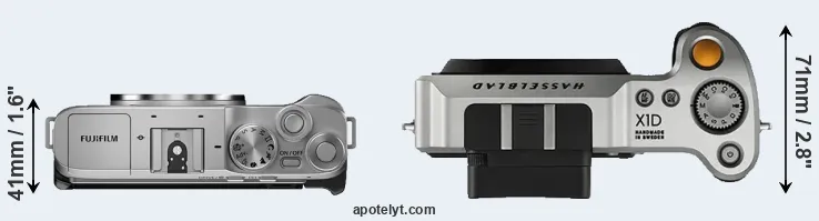 Compare X-A7 versus X1D top