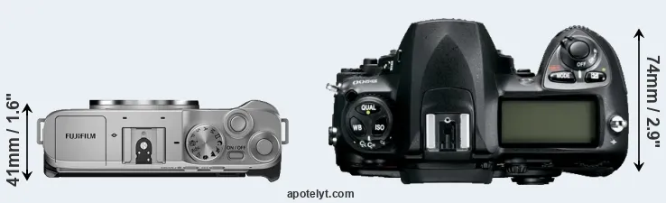 Compare X-A7 versus D200 top