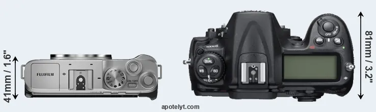 Compare X-A7 versus D300S top