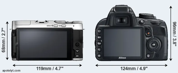 Comparison X-A7 or D3100 rear