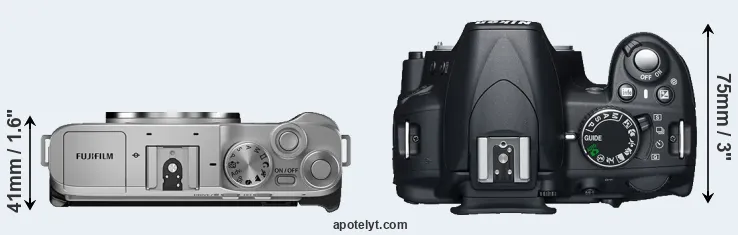 Compare X-A7 versus D3100 top