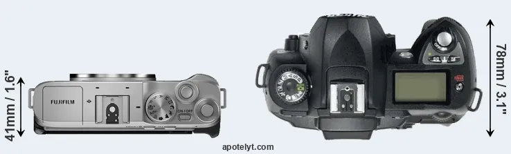 Compare X-A7 versus D70 top