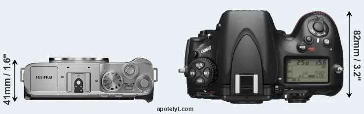 Compare X-A7 versus D800 top