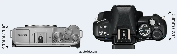 Compare X-A7 versus E-420 top