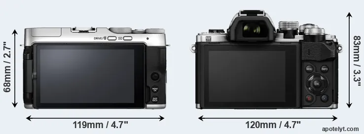 Comparison X-A7 or E-M10 II rear