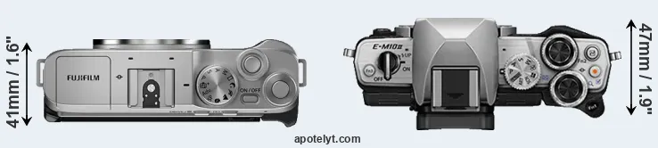 Compare X-A7 versus E-M10 II top