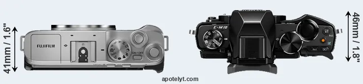Compare X-A7 versus E-M10 top