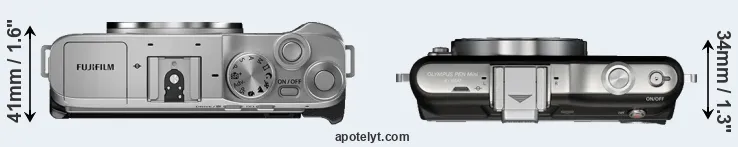 Compare X-A7 versus E-PM1 top