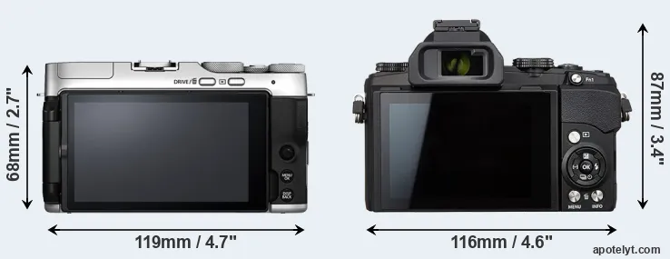 Comparison X-A7 or Stylus 1s rear
