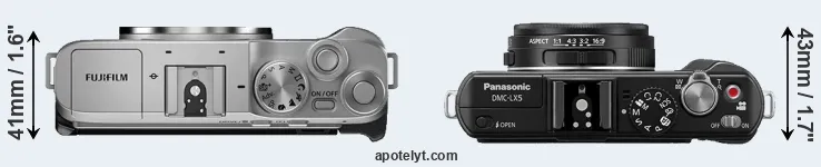Compare X-A7 versus LX5 top