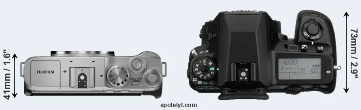 Compare X-A7 versus K-5 top