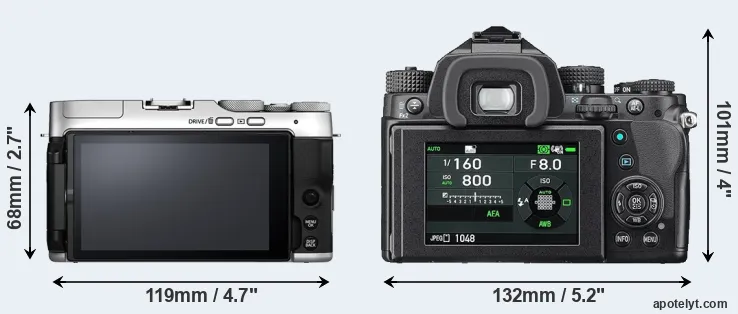 Comparison X-A7 or KP rear