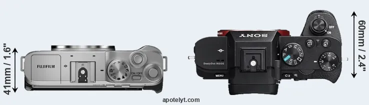 Compare X-A7 versus A7R II top