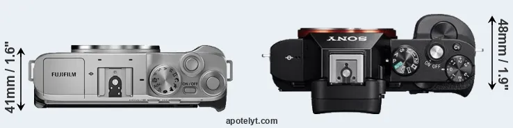 Compare X-A7 versus A7R top