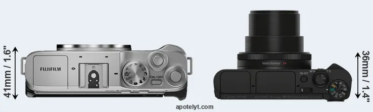 Compare X-A7 versus HX90V top
