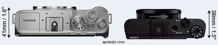 Compare X-A7 versus RX100 II top
