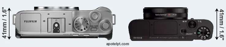 Compare X-A7 versus RX100 III top
