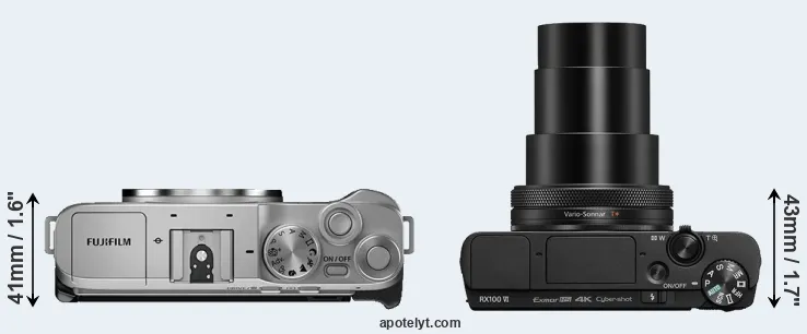 Compare X-A7 versus RX100 VI top
