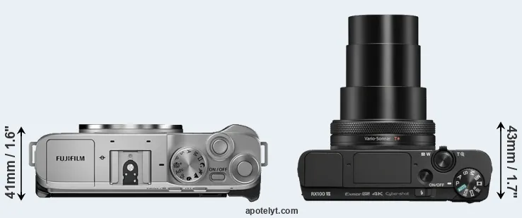 Compare X-A7 versus RX100 VII top