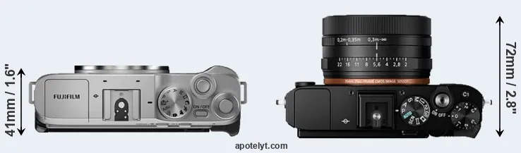 Compare X-A7 versus RX1R II top