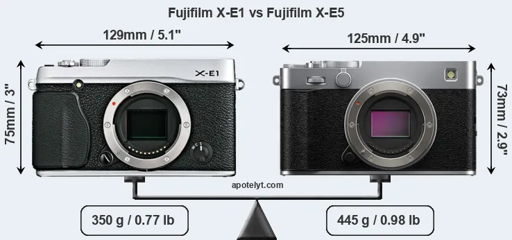 Size Fujifilm X-E1 vs Fujifilm X-E5