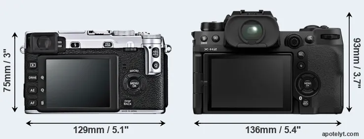 Comparison X-E1 or X-H2 rear