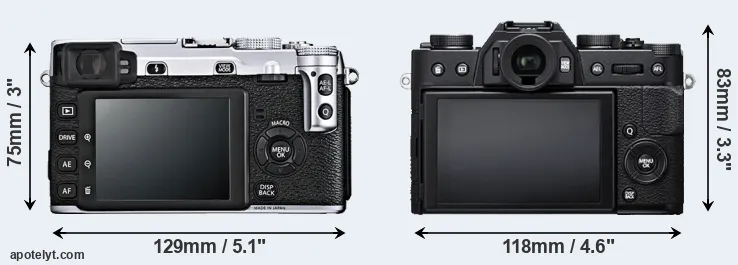 Comparison X-E1 or X-T20 rear