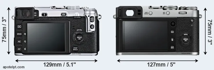 Comparison X-E1 or X100F rear