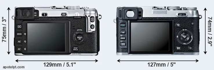 Comparison X-E1 or X100S rear