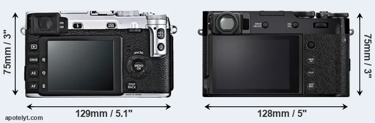 Comparison X-E1 or X100V rear