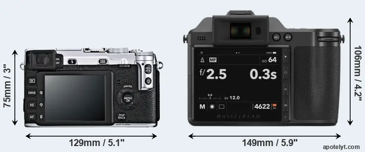 Comparison X-E1 or X2D 100C rear