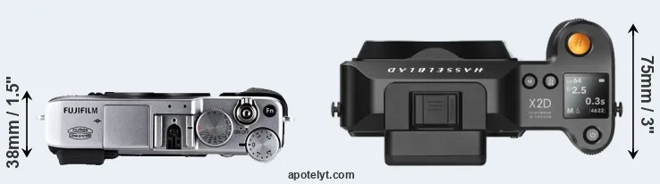 Compare X-E1 versus X2D 100C top