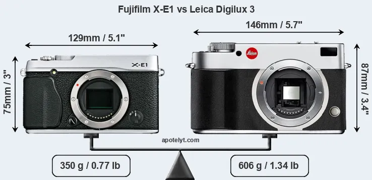 Size Fujifilm X-E1 vs Leica Digilux 3