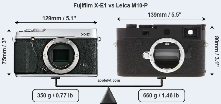 Size Fujifilm X-E1 vs Leica M10-P
